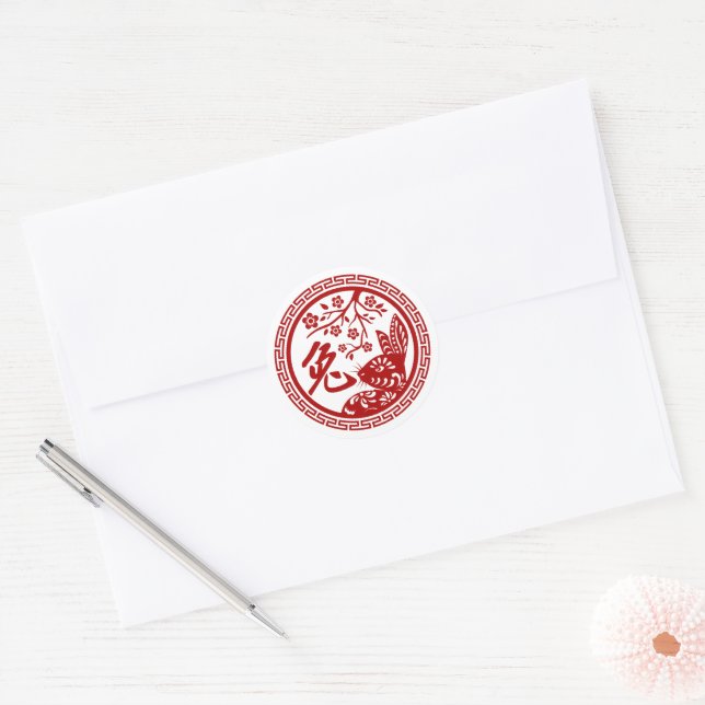 Chinese New Year of the Rabbit 2023 Classic Round Sticker (Envelope)