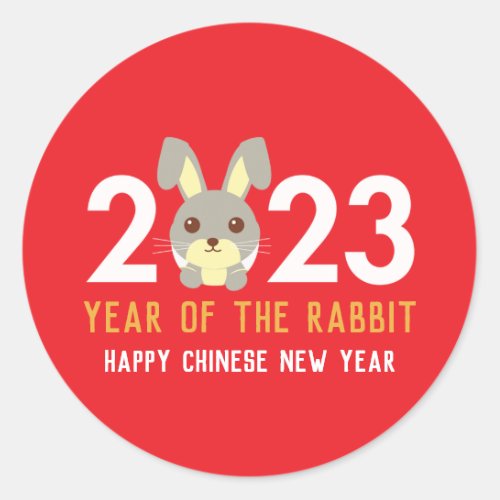 Chinese New Year of the Rabbit 2023 Classic Round Sticker