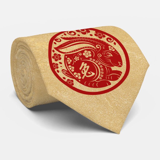 Chinese New Year of the Rabbit 2023  Neck Tie (Rolled)