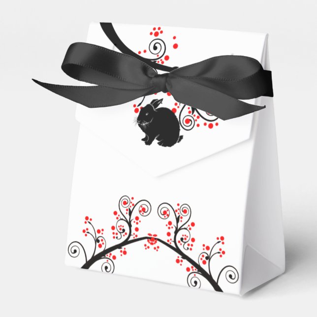Chinese New Year of the Rabbit and Red Blossoms Favor Boxes (Front Side)