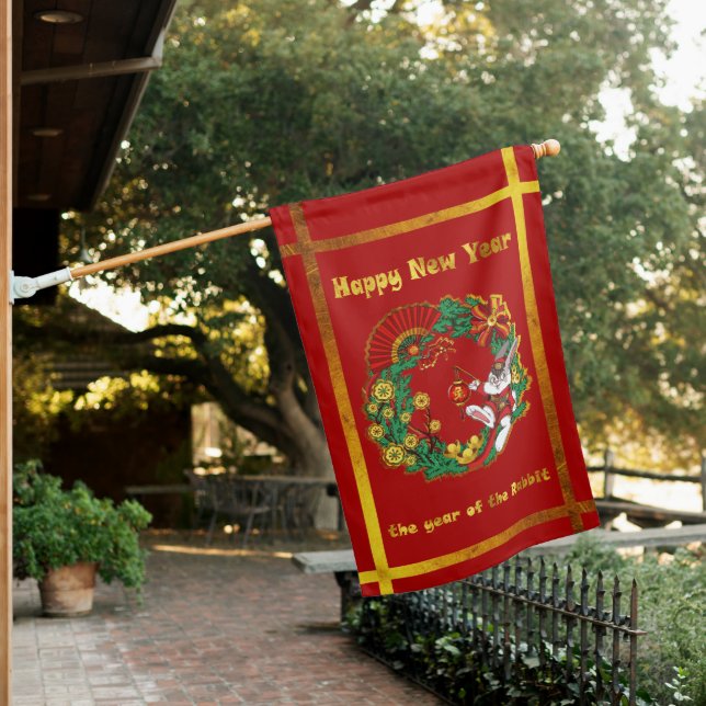 Chinese New Year of The Rabbit House Flag (In SItu)