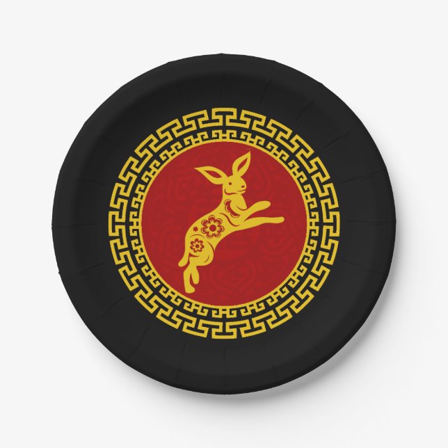 Chinese New Year of the Rabbit Ornament Paper Plates (Front)