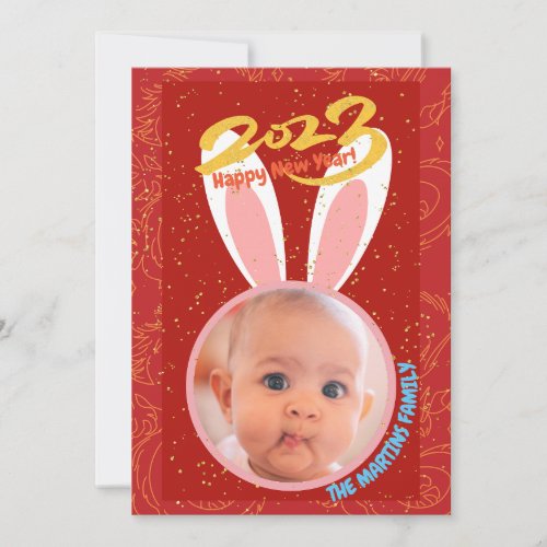 Chinese new year of the rabbit photo holiday card