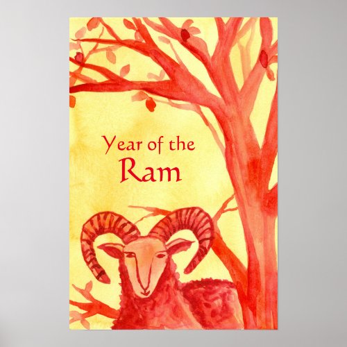 Chinese New Year of the Ram Sheep Wildlife Poster