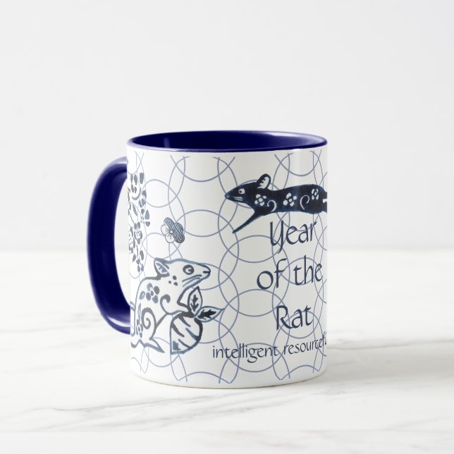 Chinese New Year of the Rat Zodiac Artistic Modern Mug (Front Left)