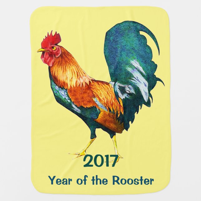 Chinese New Year of the Rooster 2017 Baby Blanket (Front)