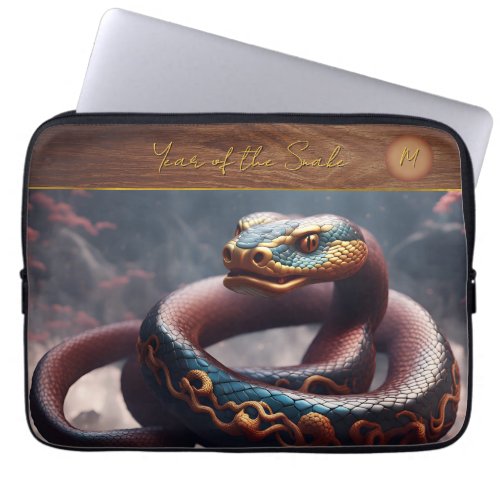 Chinese New Year of the Snake 2025 Monogram 2 LS Laptop Sleeve