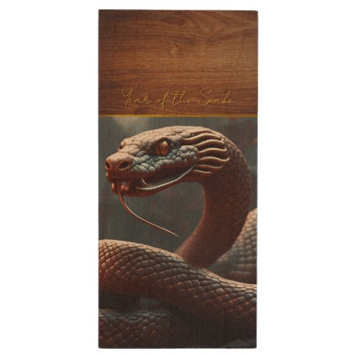 Chinese New Year of the Snake 2025 Monogram USB Wood Flash Drive