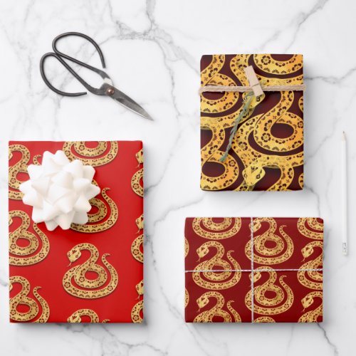 Chinese New Year of the Snake Choose Color B 3WpS Wrapping Paper Sheets