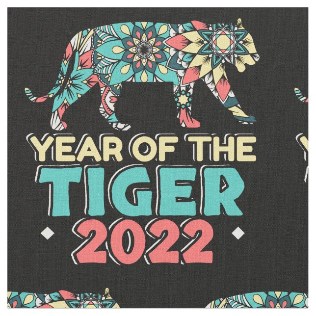 Chinese New Year of the Tiger 2022 - Mandala Fabric (Close Up)