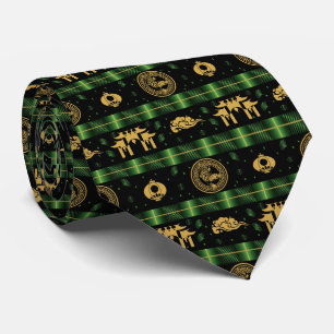 Chinese New Year of the Tiger Green Pattern Neck Tie