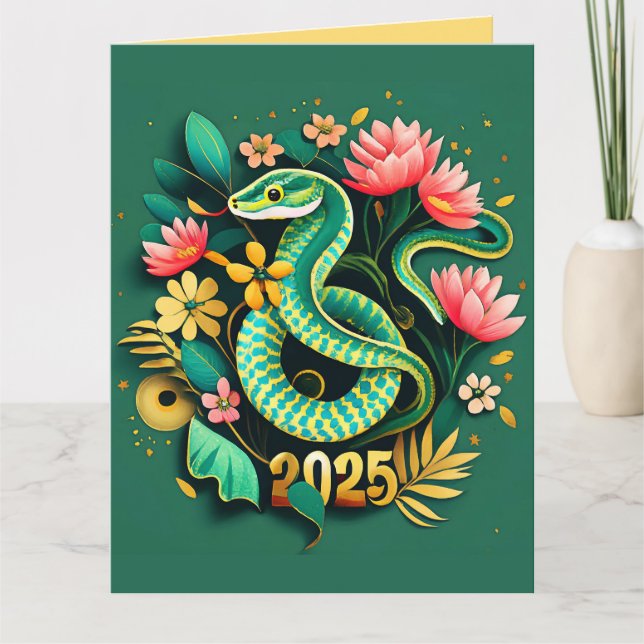 Chinese New Year Of The Wood Snake 2025 for woman Card (Front)