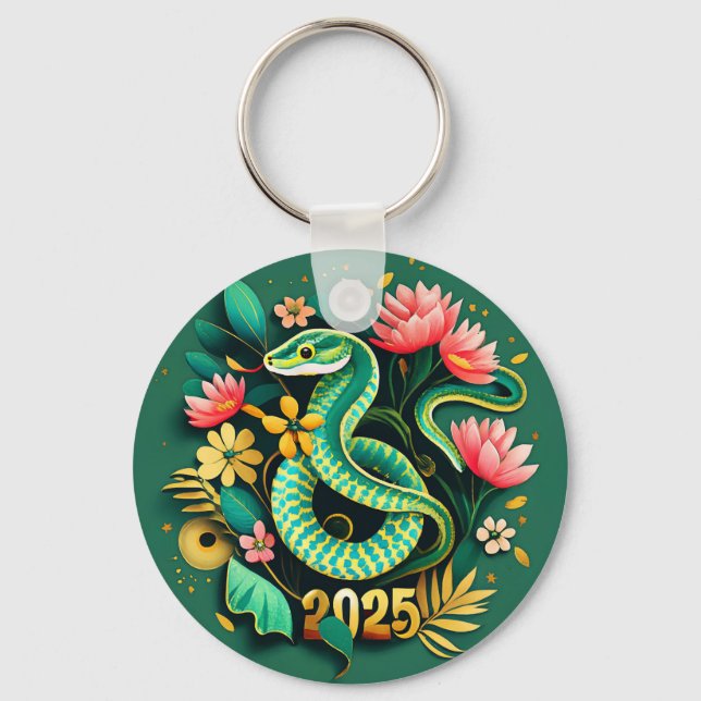 Chinese New Year Of The Wood Snake 2025 for woman Keychain (Front)