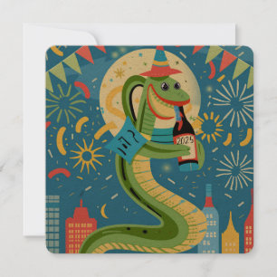 Chinese New Year Of The Wood Snake 2025 Holiday Card