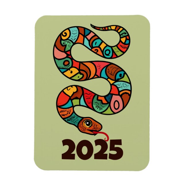 Chinese New Year Of The Wood Snake 2025 Magnet (Vertical)