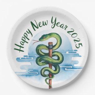 Chinese New Year Of The Wood Snake 2025 Paper Plates