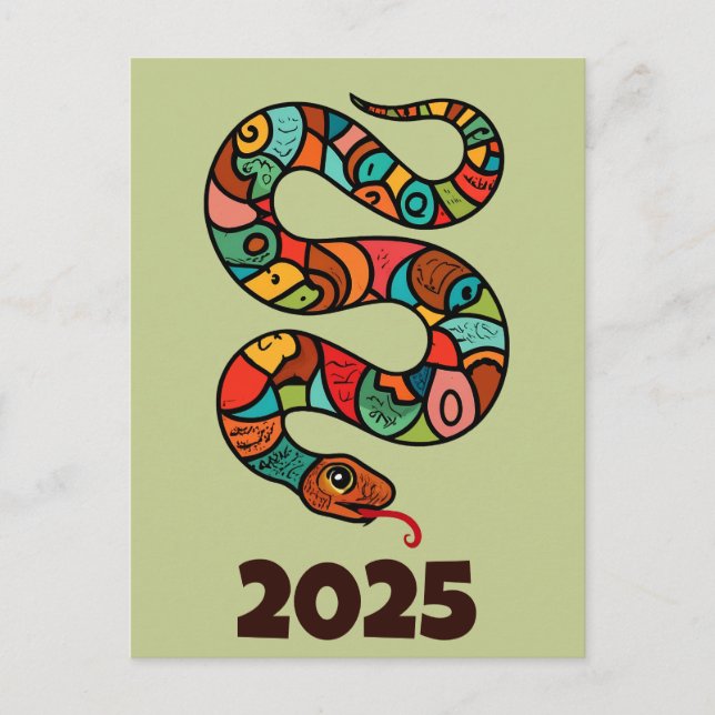 Chinese New Year Of The Wood Snake 2025 Postcard (Front)