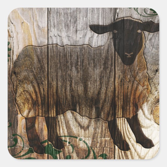 chinese new year of the wooden sheep 2015 square sticker (Front)
