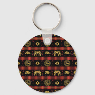 Chinese New Year of Tiger Red Check Pattern Keychain