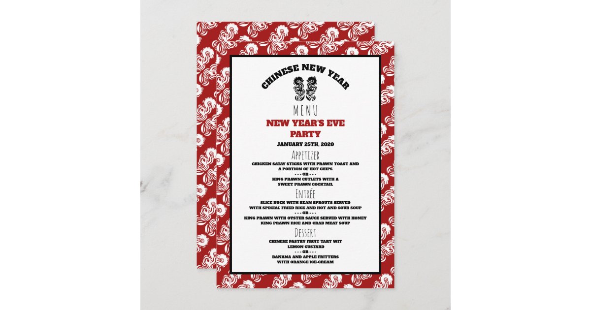 dragon i chinese new year 2025 menu
