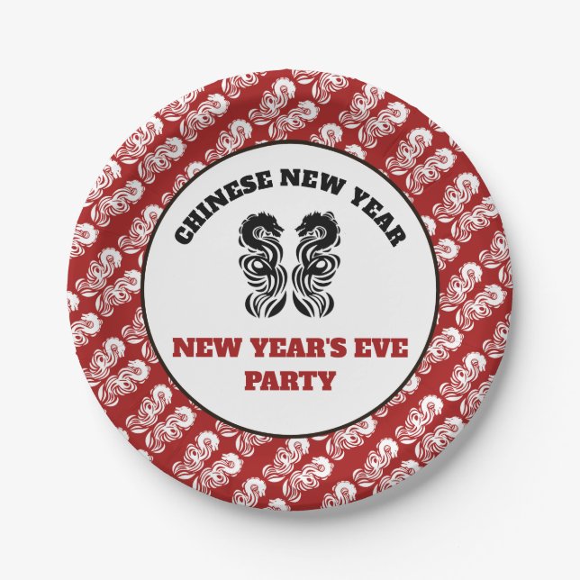 Chinese New Year Oriental Dragon Paper Plates (Front)