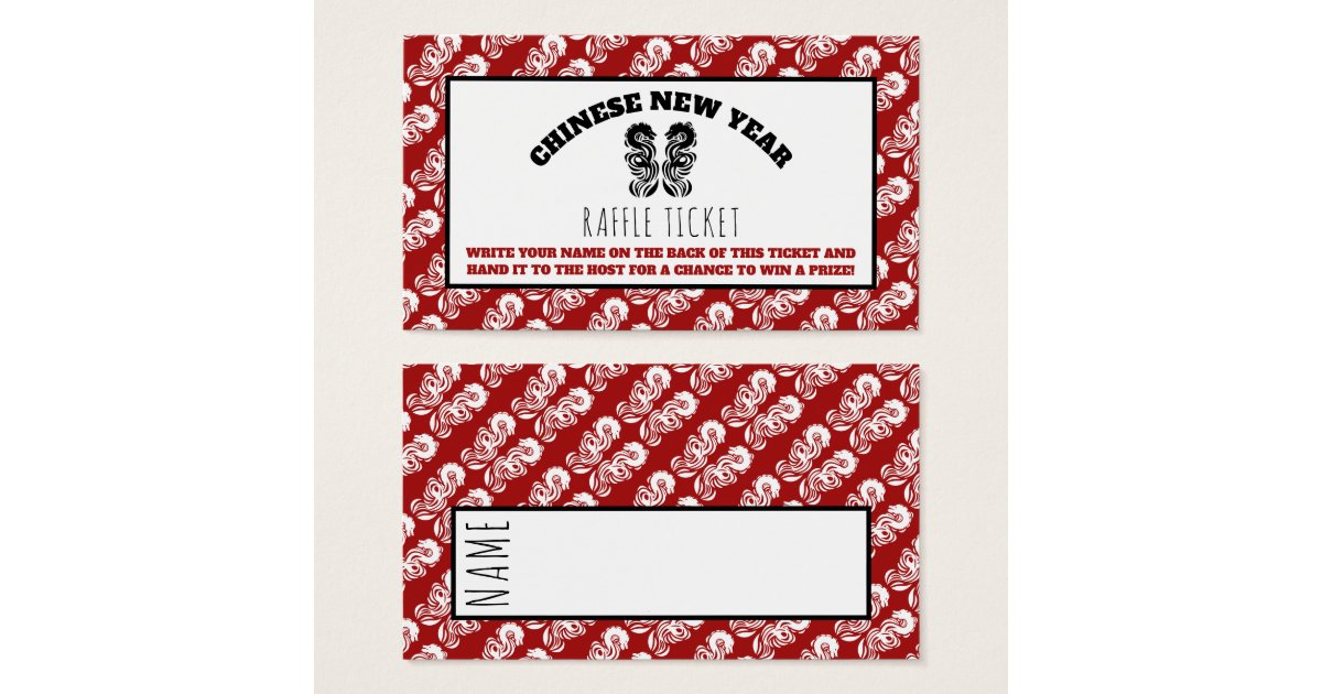 Chinese New Year Oriental Dragon Raffle Ticket | Zazzle