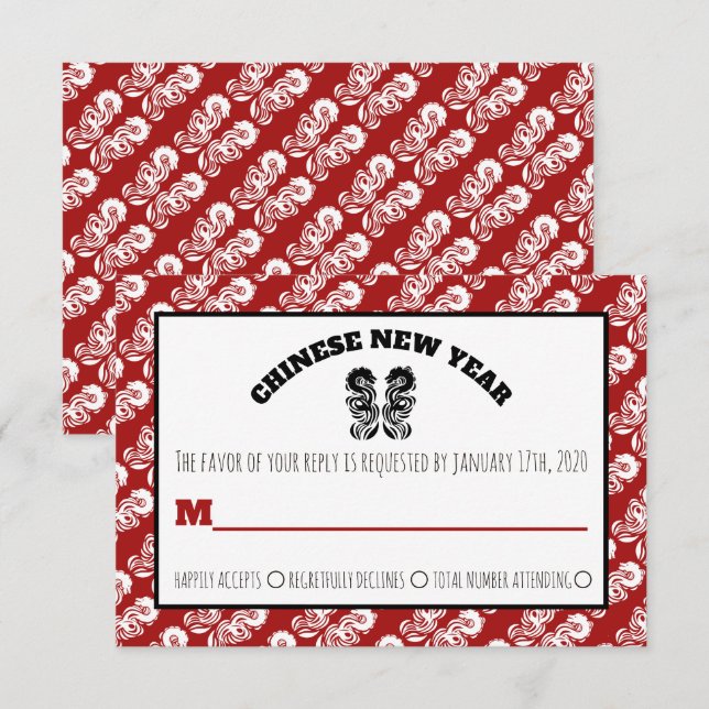 Chinese New Year Oriental Dragon RSVP Invitation (Front/Back)