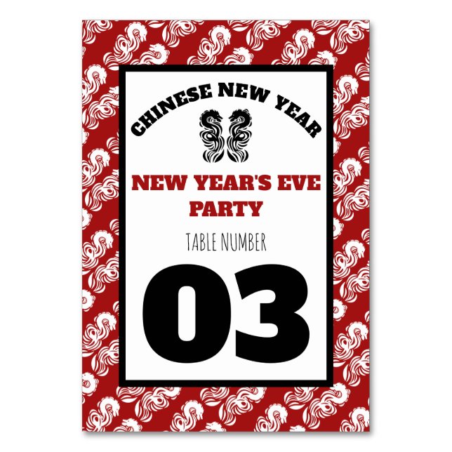 Chinese New Year Oriental Dragon Table No. Number (Front)