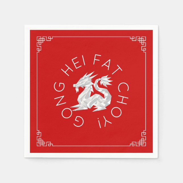 Chinese New Year Origami Dragon Napkins (Front)