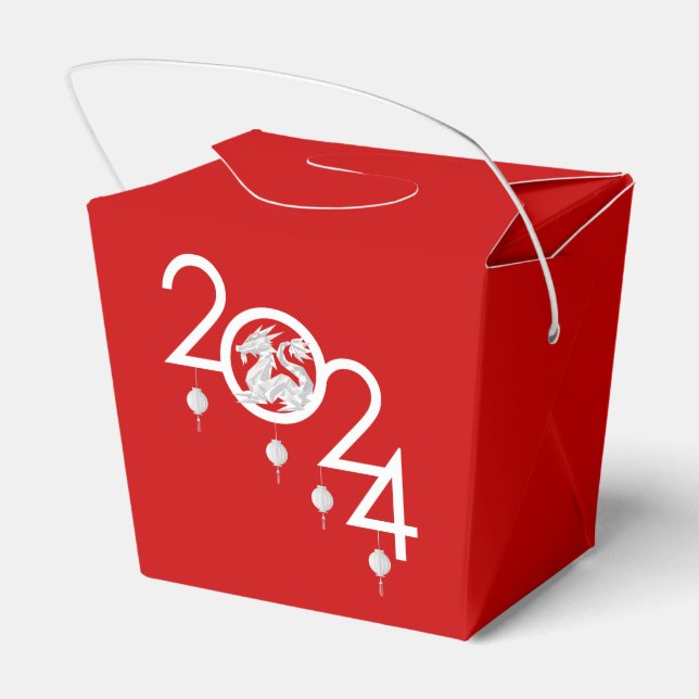 Chinese New Year Origami Dragon, red Favor Box (Back Side)