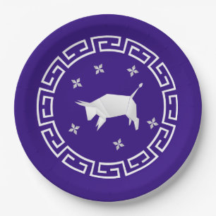 Chinese New Year Origami Ox & Stars Paper Plates