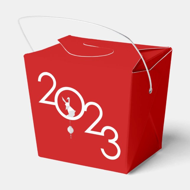 Chinese New Year Origami Rabbit, red Favor Box (Back Side)