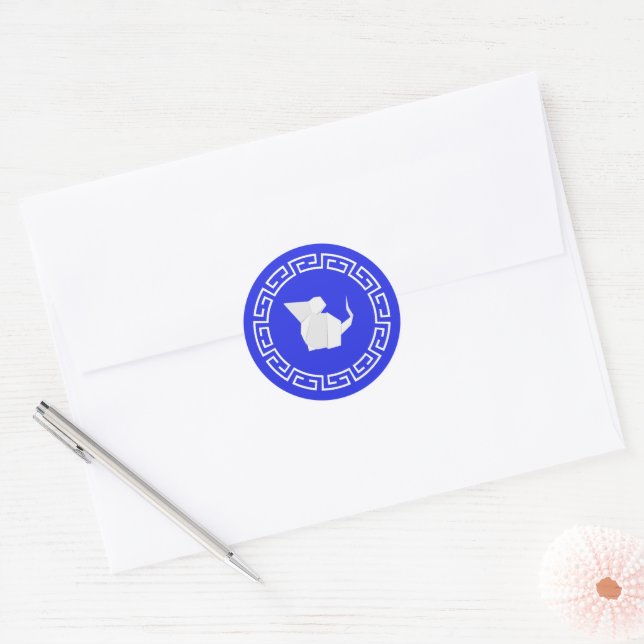 Chinese New Year Origami Rat Classic Round Sticker (Envelope)