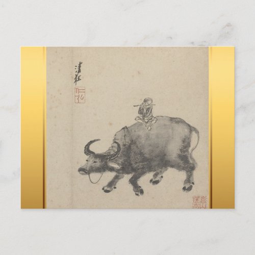 Chinese New Year Ox Painting Zodiac Birthday HPost Holiday Postcard
