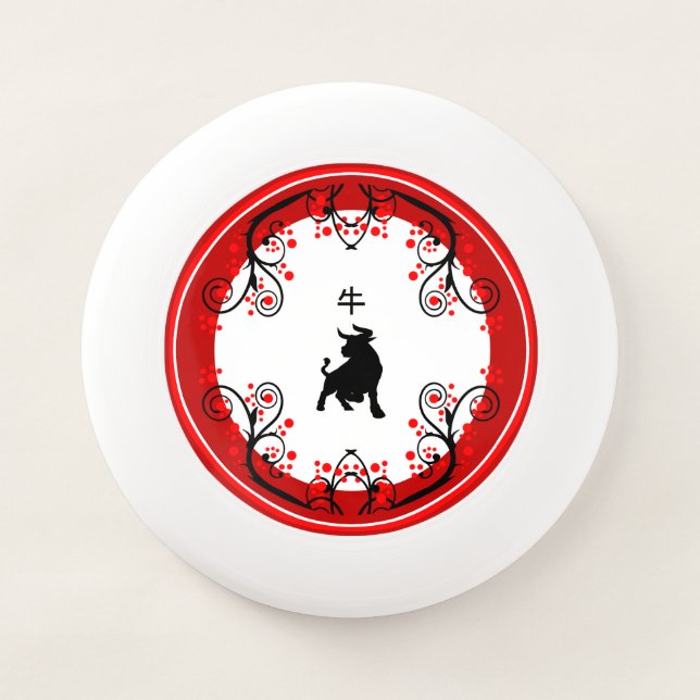 Chinese New Year Ox with Red Blossoms Wham-O Frisbee (Front)