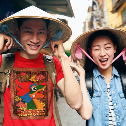 Chinese New Year Papercut Dragon Wood Red Gold T_Shirt