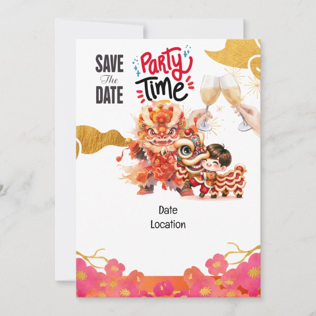 Chinese New Year party save the date Invitation (Front)