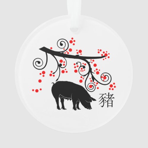 Chinese New Year Pig and Flowers Ornament