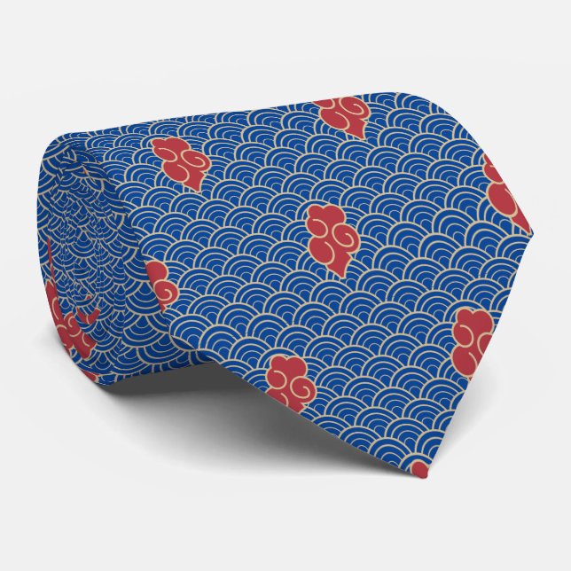 Chinese New Year Rabbit 2023 Blue Golden  Neck Tie (Rolled)
