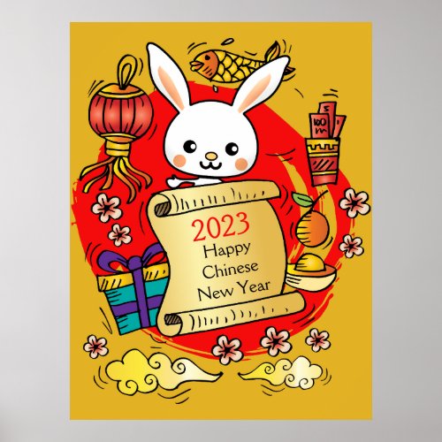 Chinese New Year Rabbit Cartoon Poster