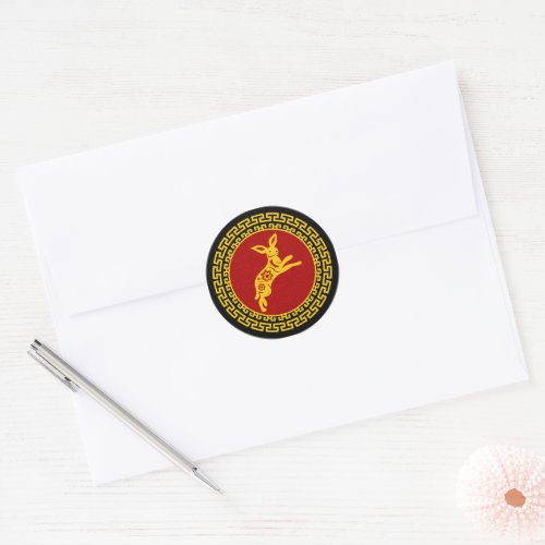 Chinese New Year Rabbit Ornament Classic Round Sticker