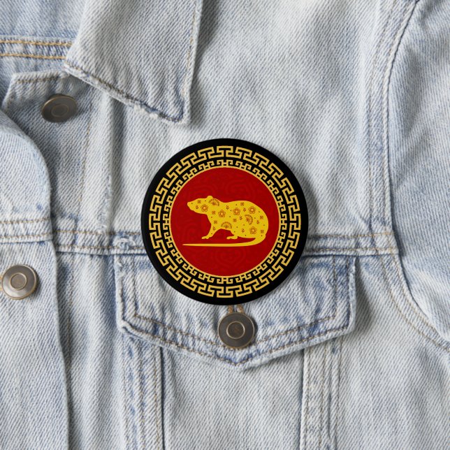 Chinese New Year Rat Ornament Button (In Situ)