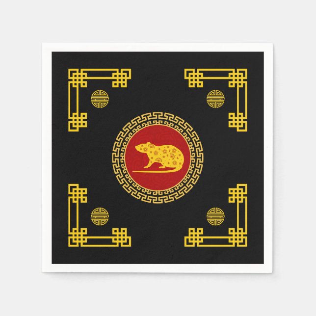 Chinese New Year Rat Ornament Napkins (Front)