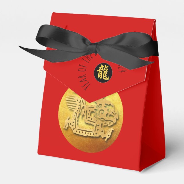 Chinese New Year Red Golden Dragon 2024 TFB Favor Boxes (Front Side)
