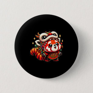 Chinese New Year Red Panda Dragon Dance  Button