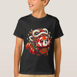 Chinese New Year Red Panda Dragon Dance T-Shirt
