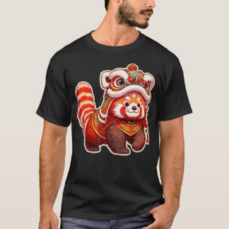 Chinese New Year Red Panda Lion Dance Lunar New Y T-Shirt