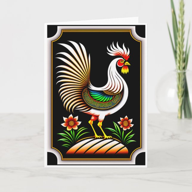 Chinese New Year Rooster Greeting Card (Front)