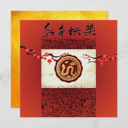 Chinese New Year Snake 2025 Celebration SqIn Holiday Card