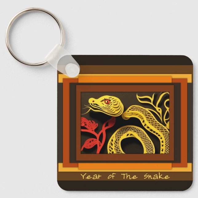 Chinese New Year Snake Monogram SqK01 Keychain (Front)